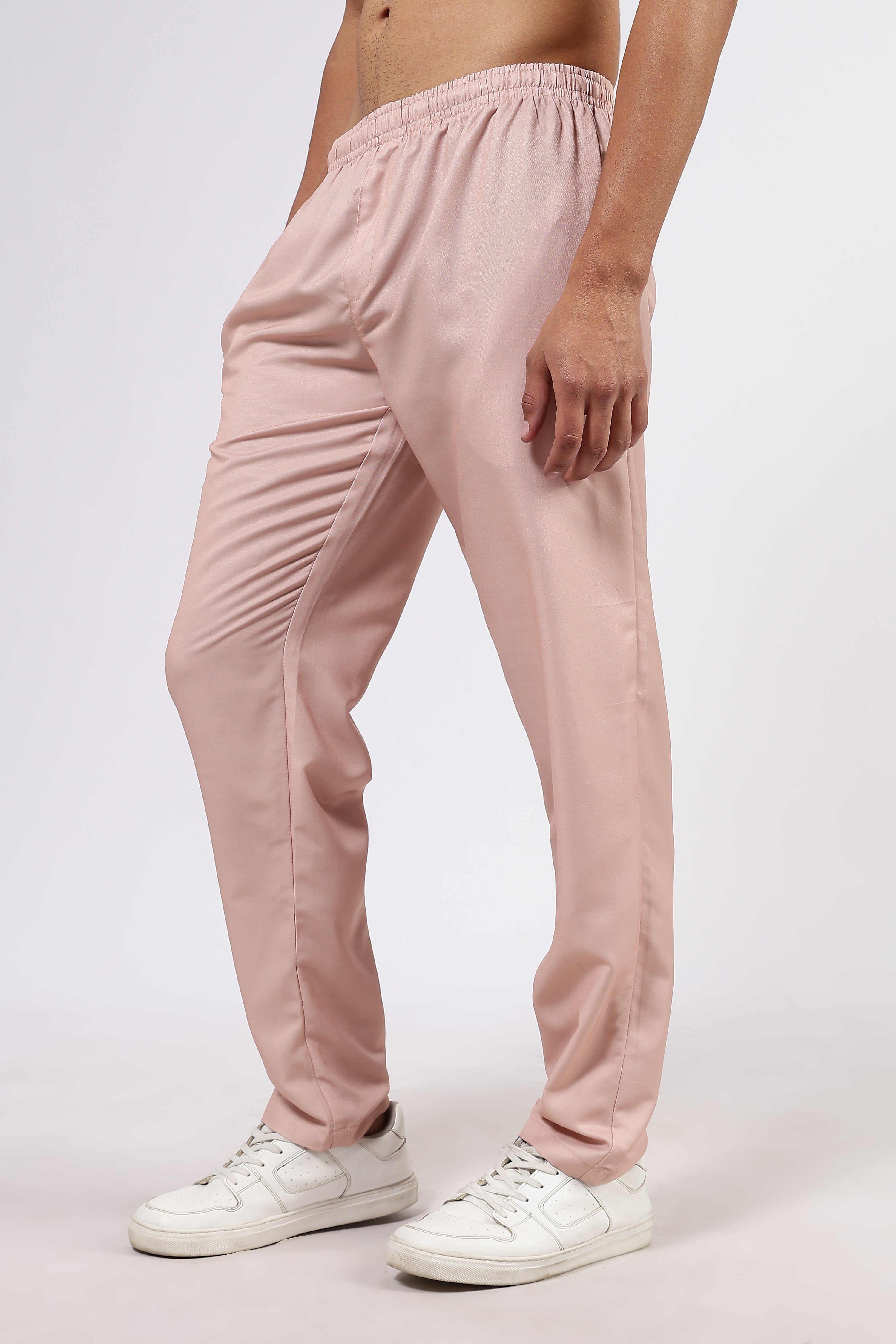 Unisex Peach Solid Mid-Rise All Day Relaxed Fit Pants