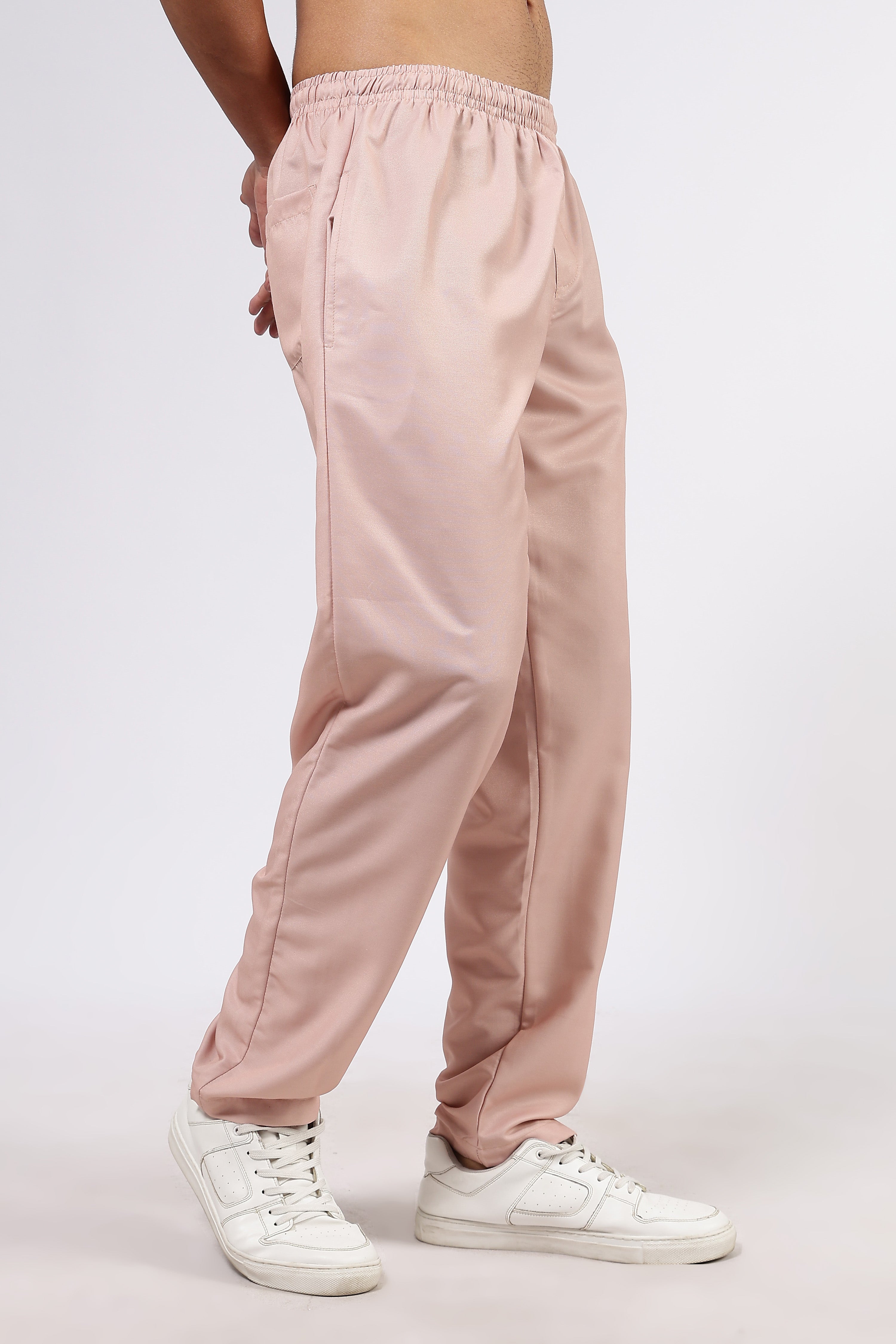 Unisex Peach Solid Mid-Rise All Day Relaxed Fit Pants