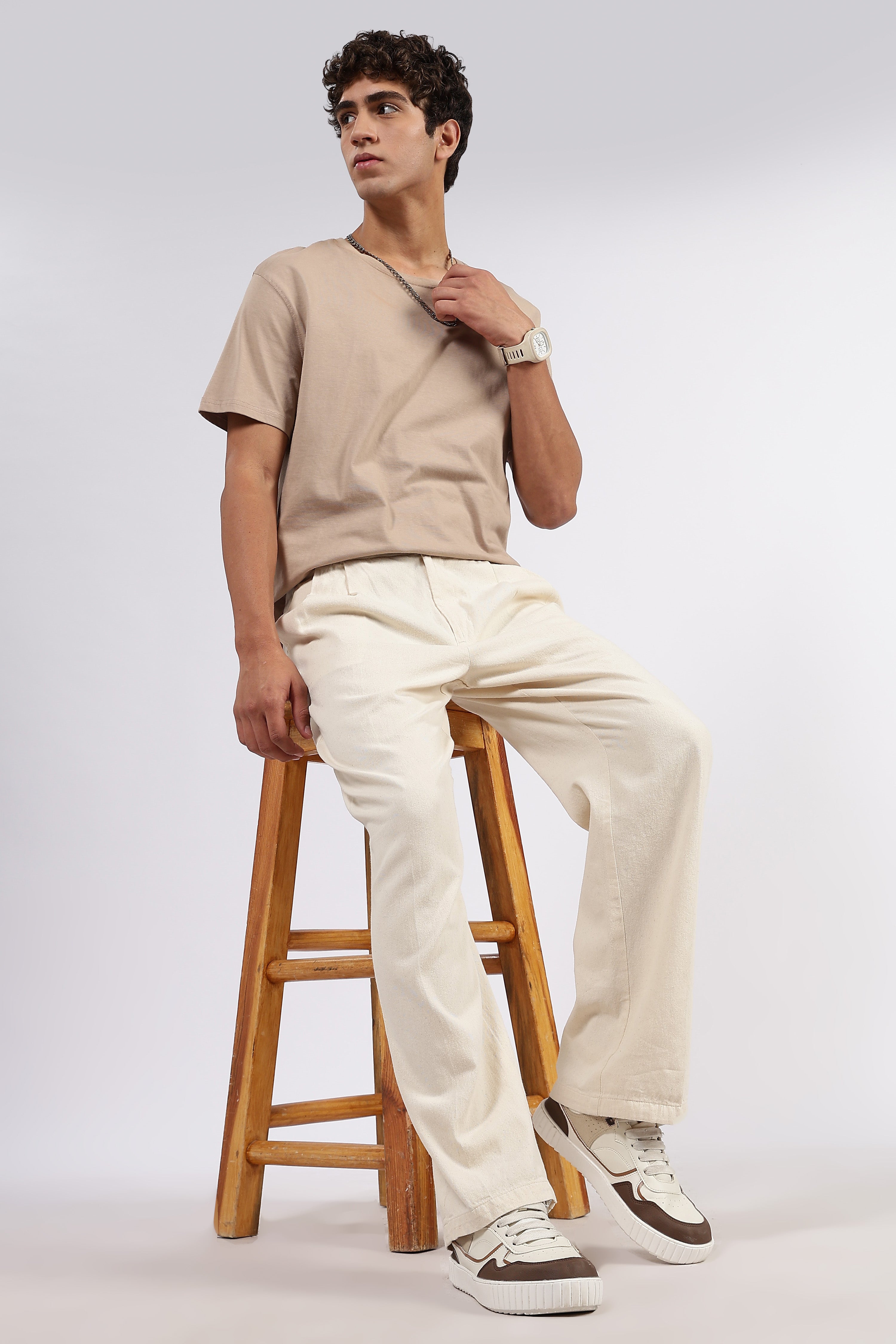 Off-White Premium Denim Gurkha Trousers with Double Pleated Front