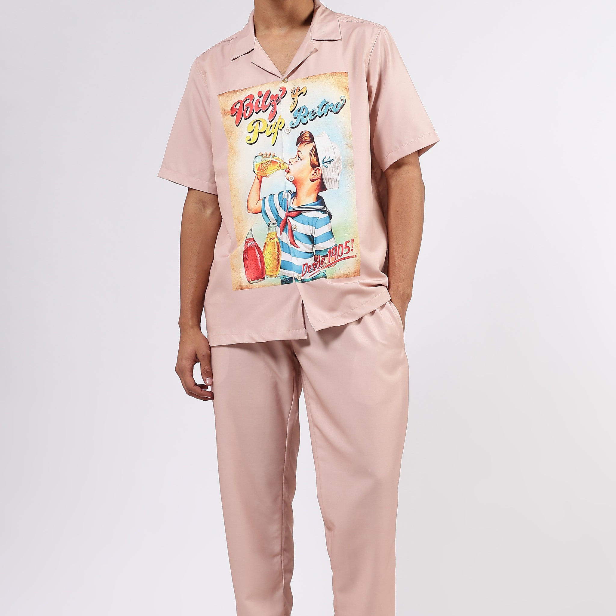 Resort Printed Cuban Shirt & All Day Lounge Pant Relaxed Fit Co-Ord Set