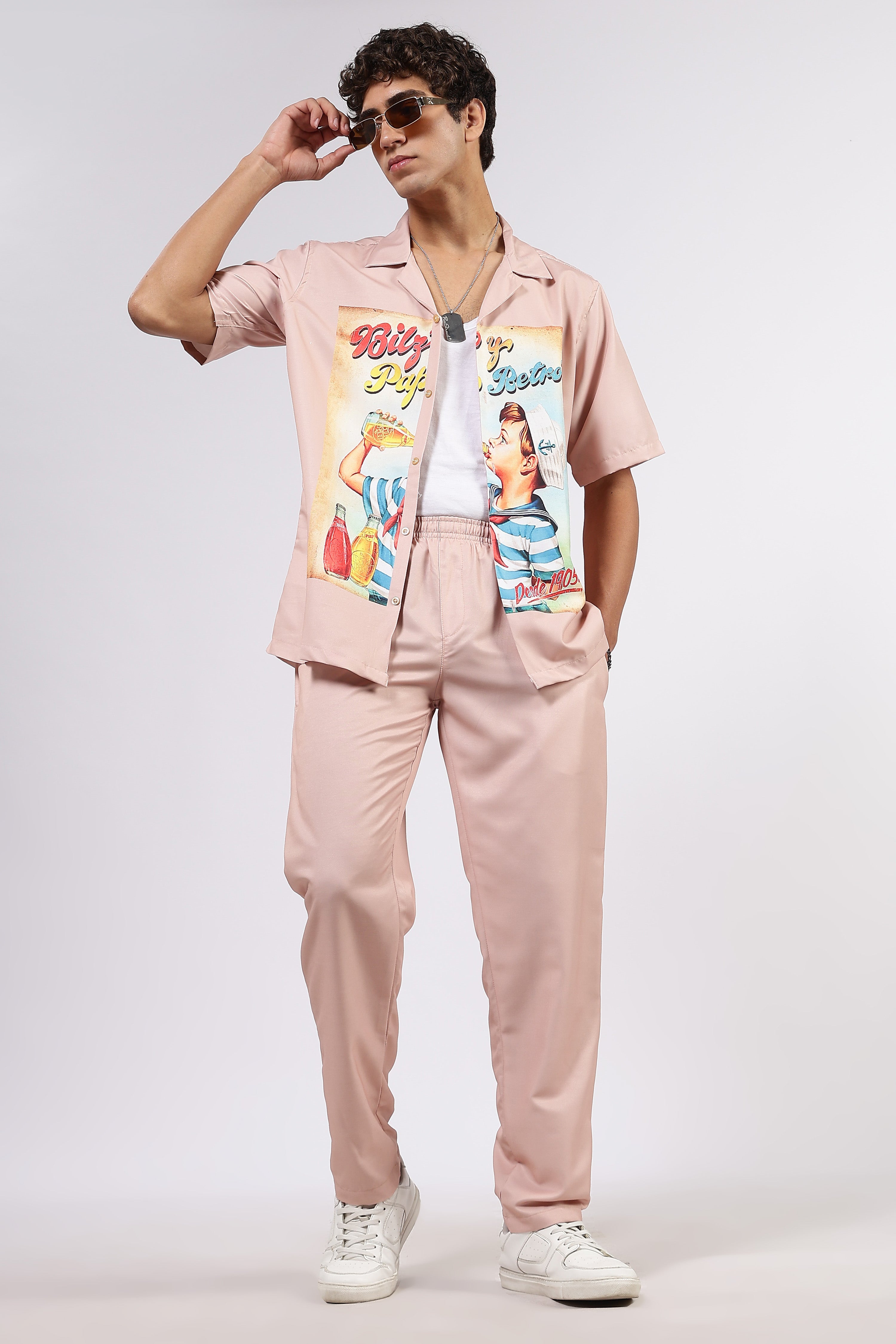 Resort Printed Cuban Shirt & All Day Lounge Pant Relaxed Fit Co-Ord Set