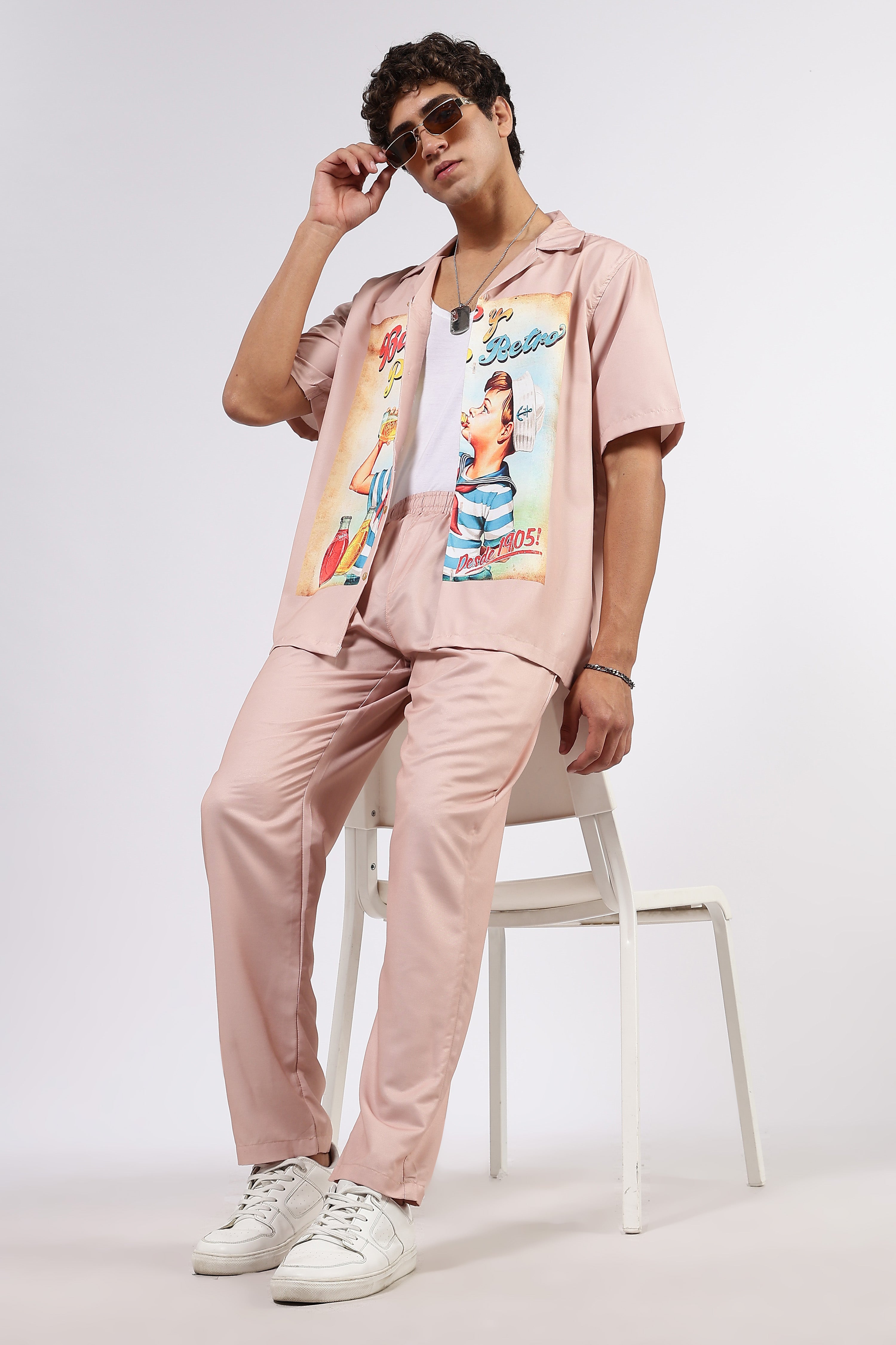 Resort Printed Cuban Shirt & All Day Lounge Pant Relaxed Fit Co-Ord Set