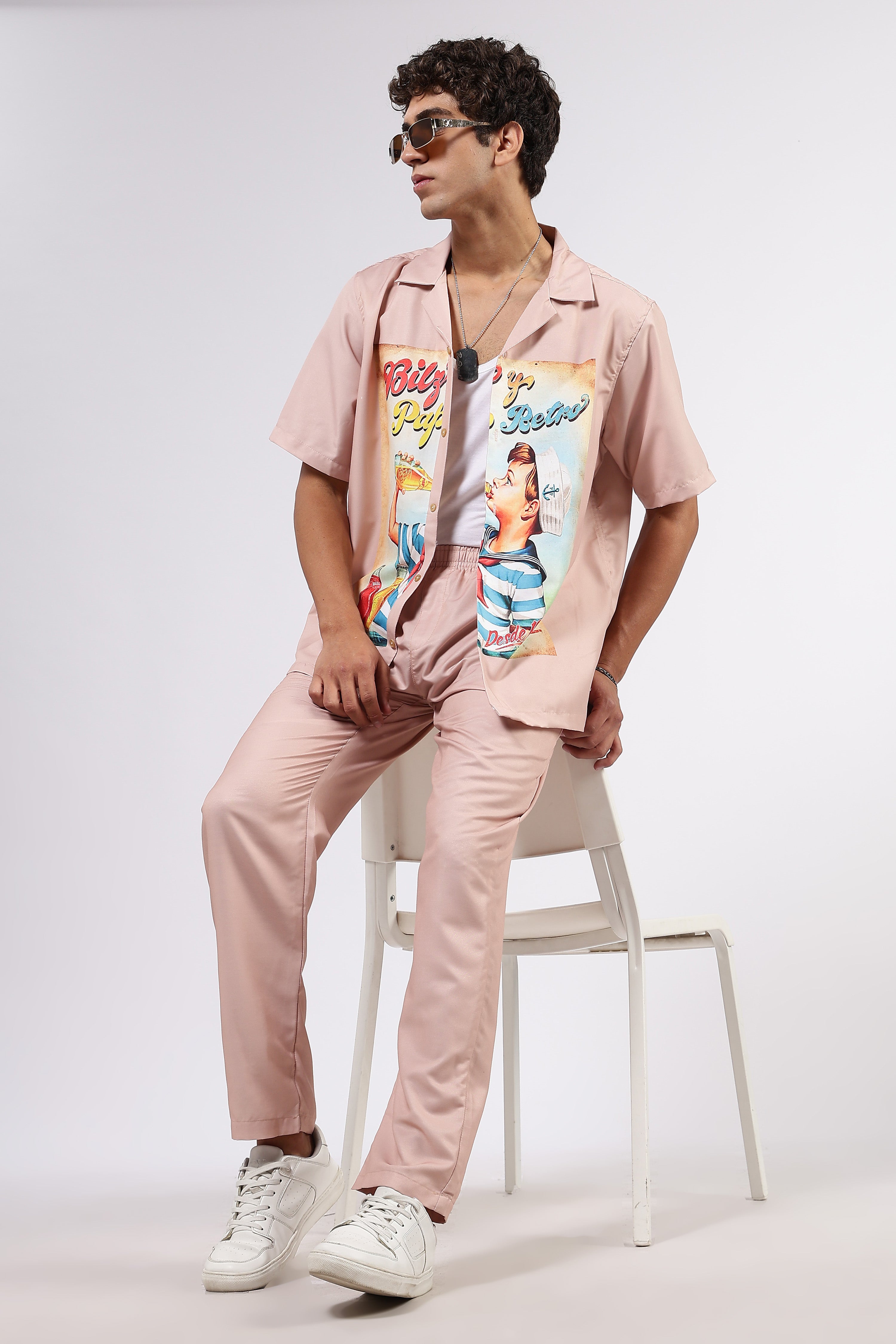 Resort Printed Cuban Shirt & All Day Lounge Pant Relaxed Fit Co-Ord Set