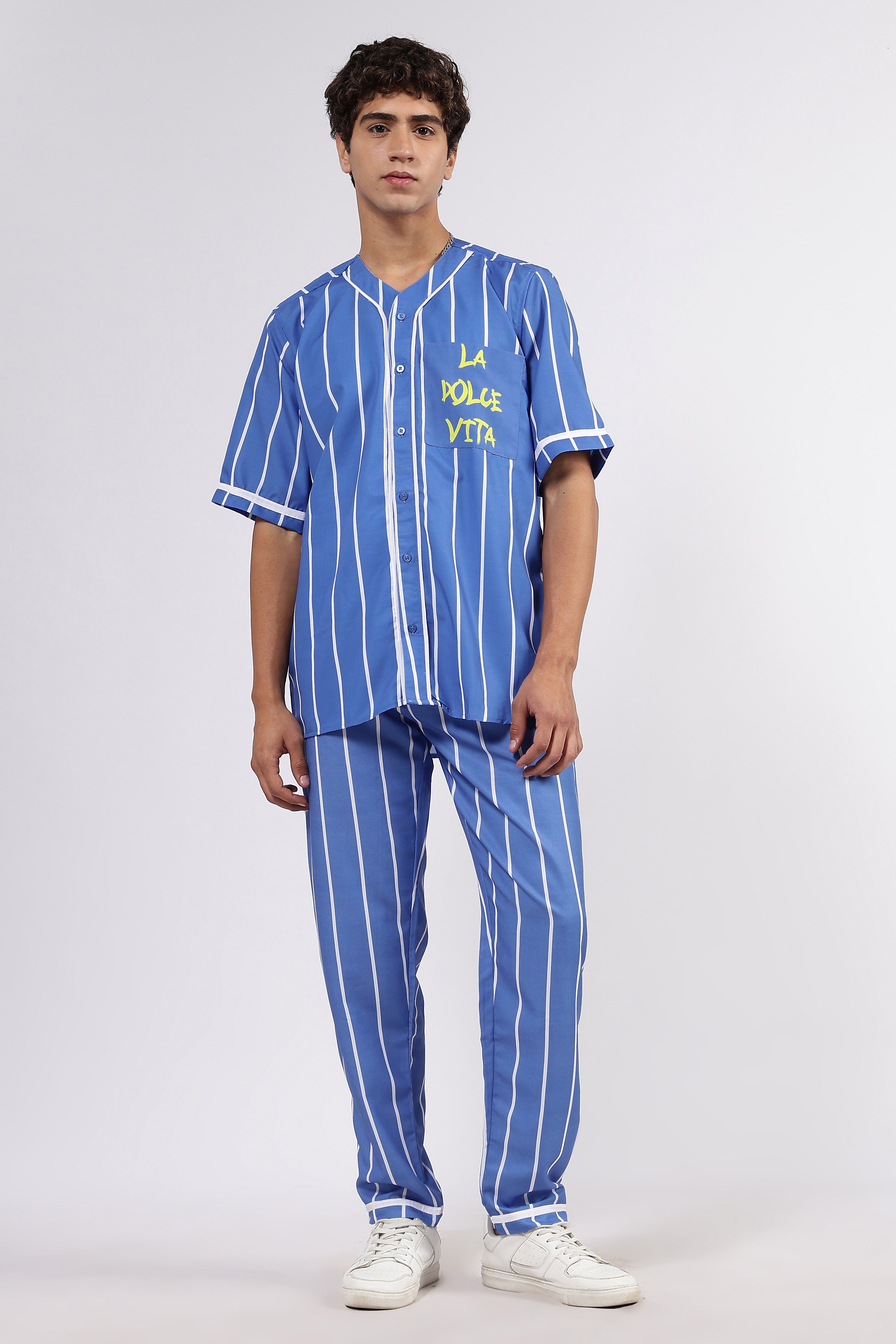 Baseball Printed Baseball Shirt & All Day Lounge Pant Relaxed Fit Co-Ord Set
