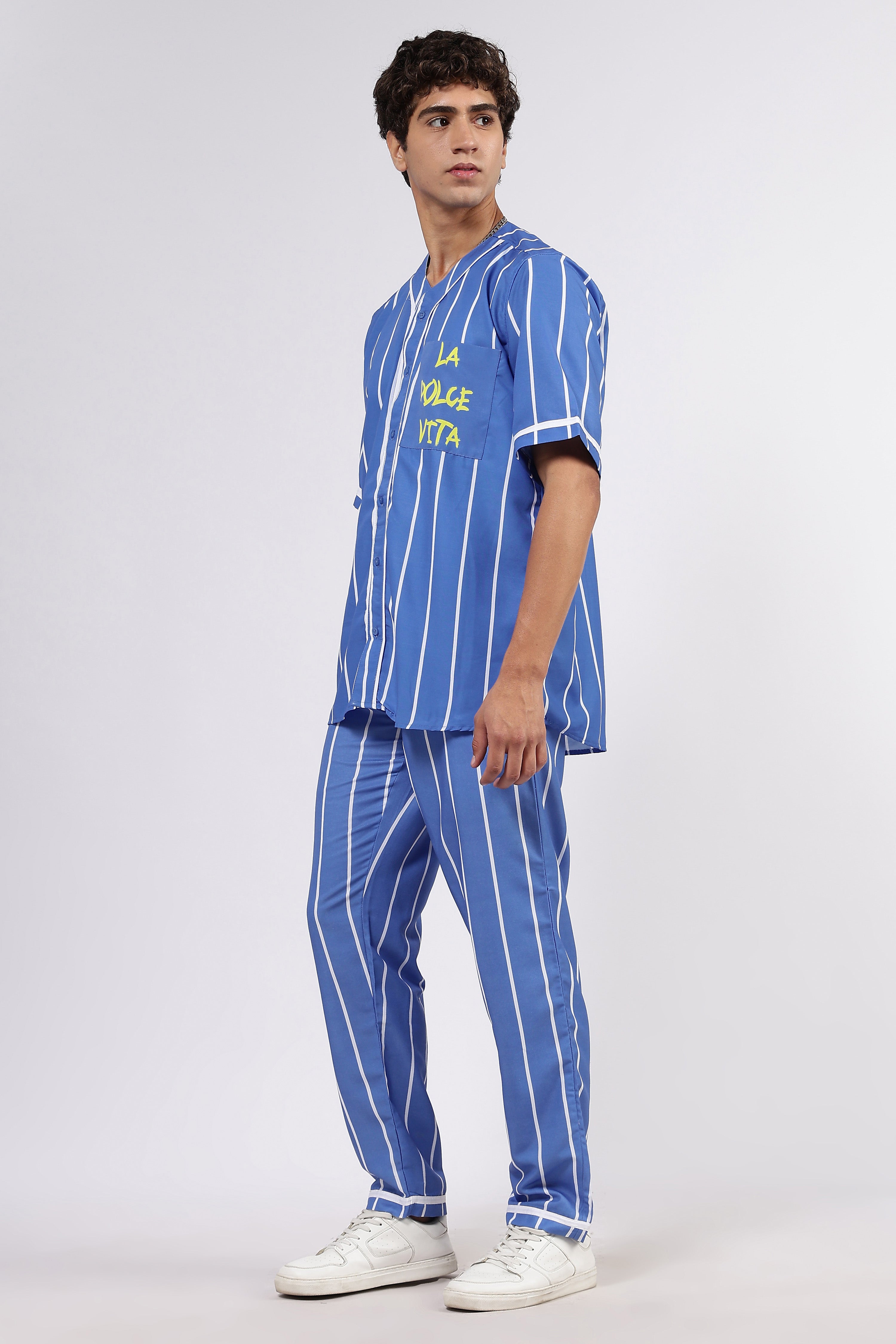 Baseball Printed Baseball Shirt & All Day Lounge Pant Relaxed Fit Co-Ord Set