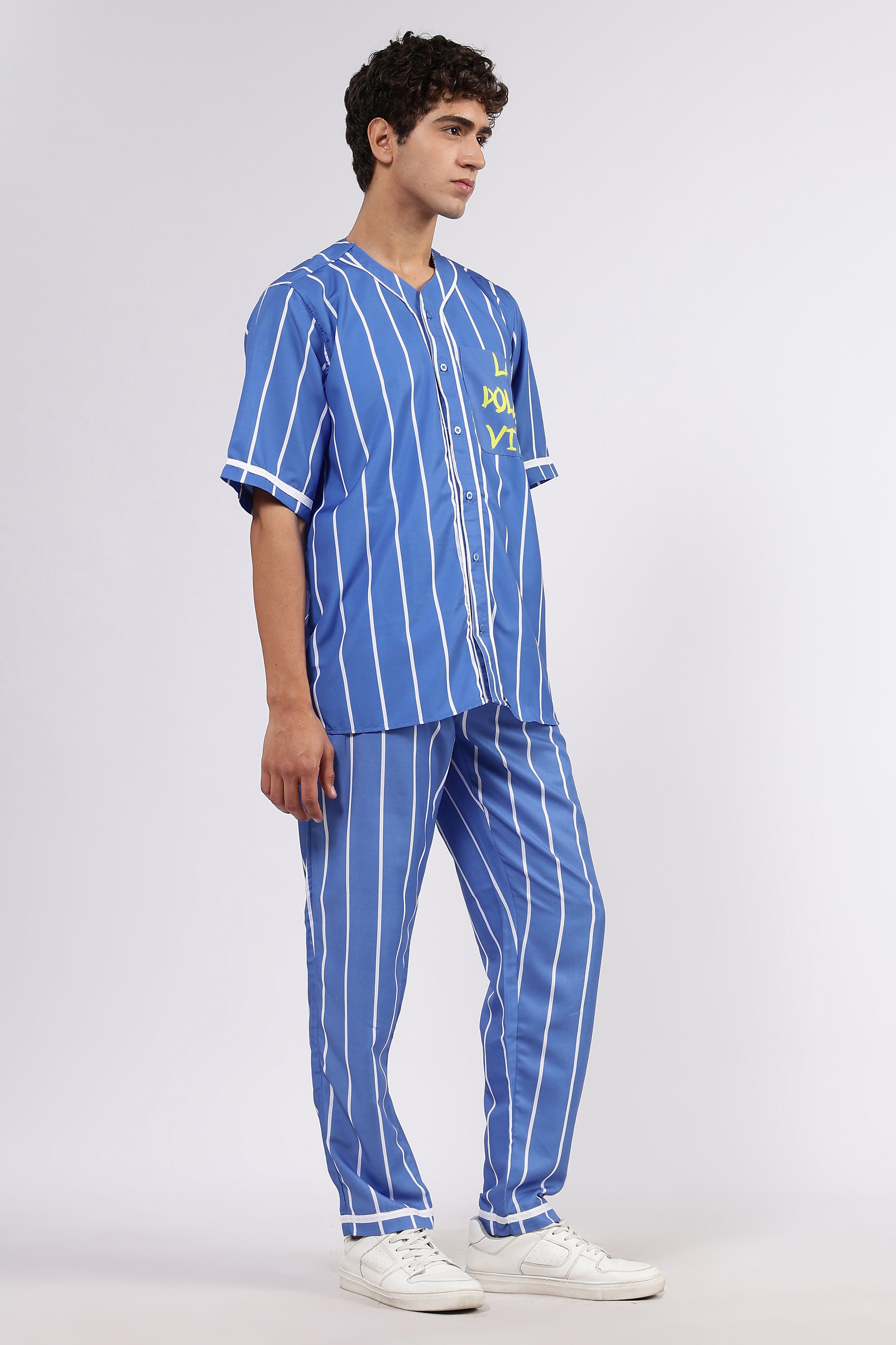 Baseball Printed Baseball Shirt & All Day Lounge Pant Relaxed Fit Co-Ord Set