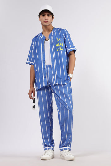 Baseball Printed Baseball Shirt & All Day Lounge Pant Relaxed Fit Co-Ord Set