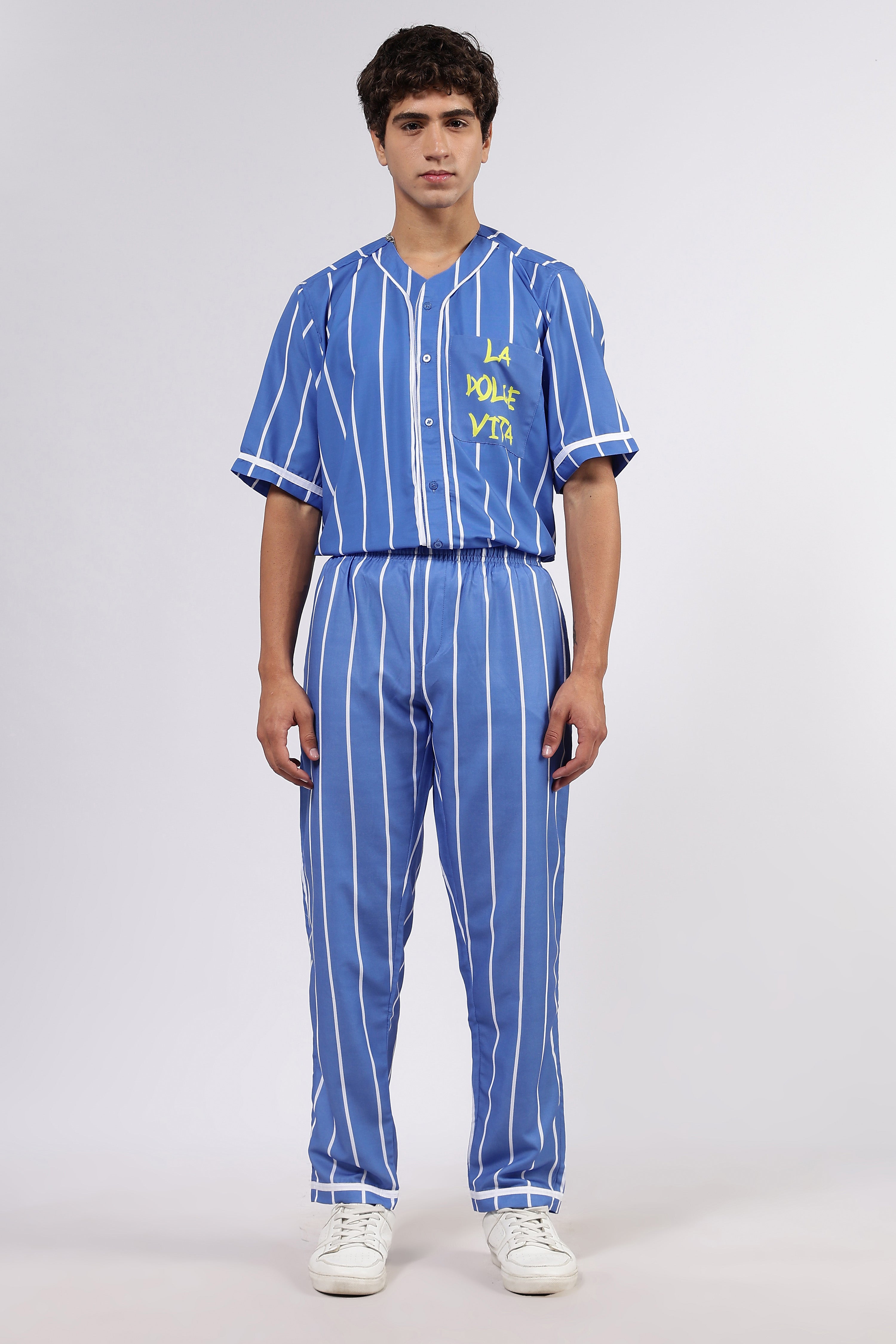 Baseball Printed Baseball Shirt & All Day Lounge Pant Relaxed Fit Co-Ord Set