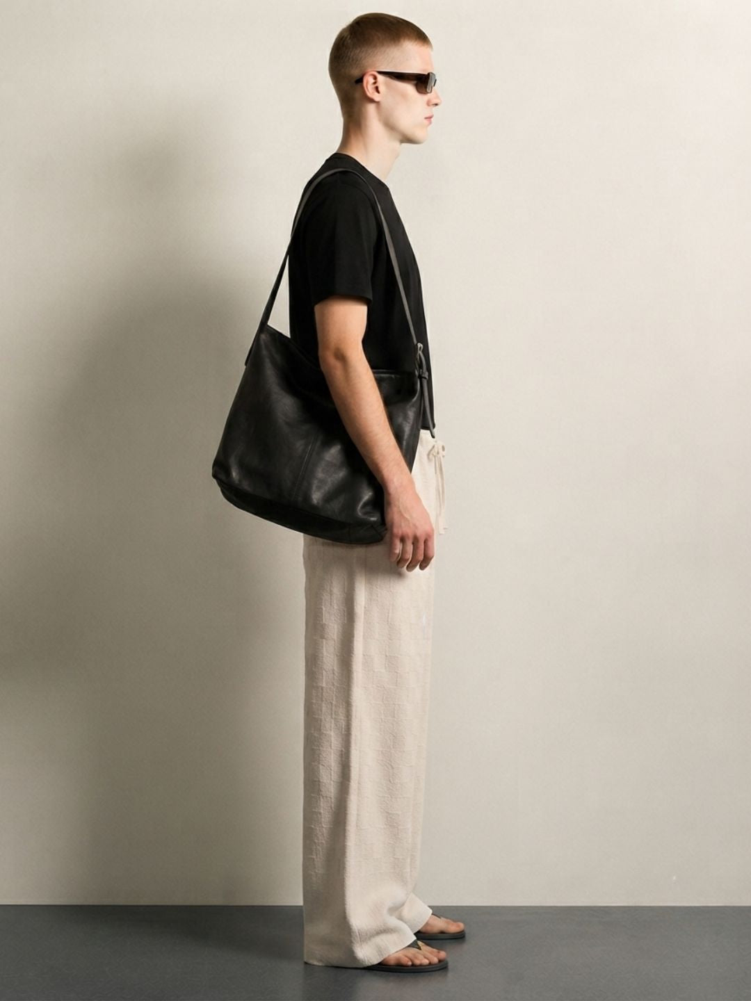 Off-White Super Soft Textured Extra Baggy Korean Pant