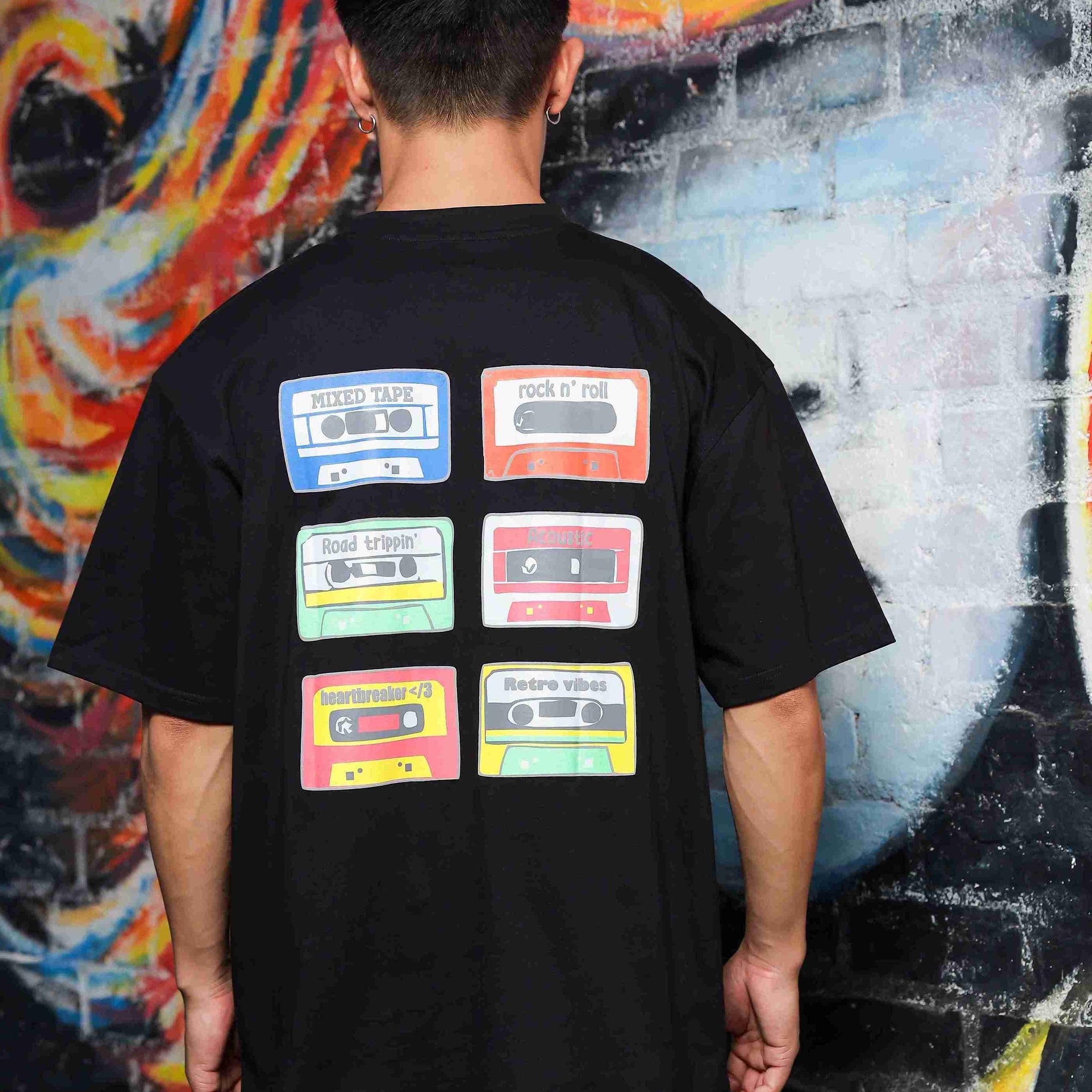 Unisex Black Oversized Fit Vintage Black TShirt