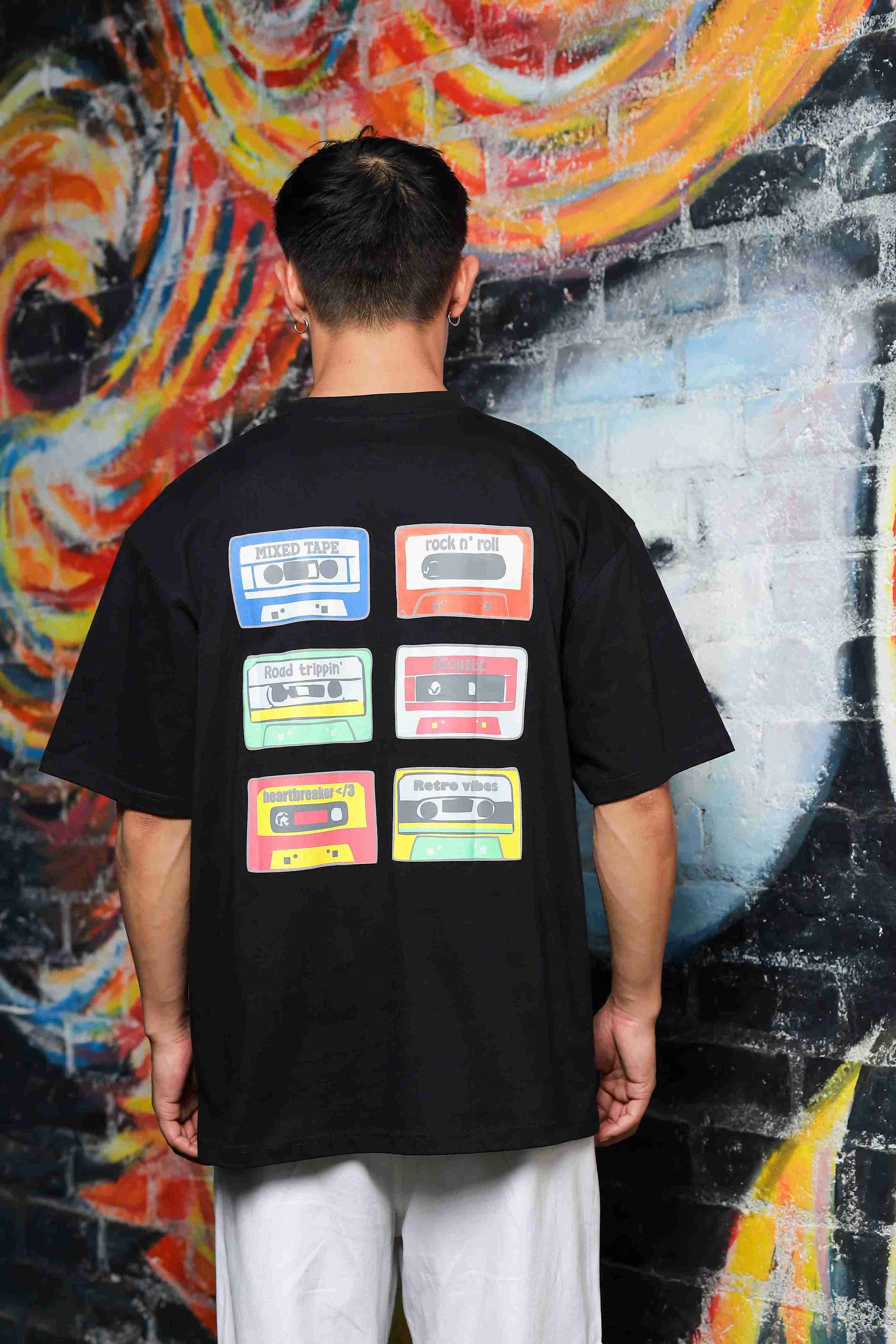 Unisex Black Oversized Fit Vintage Black TShirt