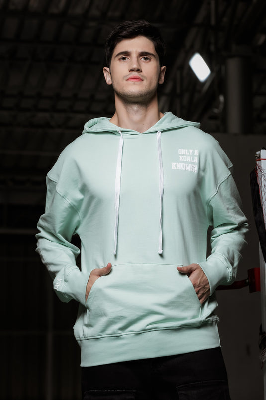 Unisex Relaxed Fit Mint Green Printed Hoodie